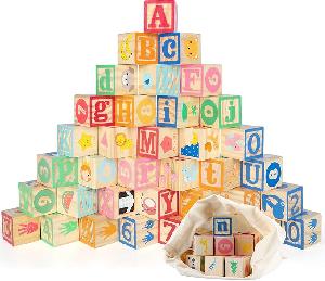 Bekijk leuke cadeautip : Jacootoys 36 STKS Houten ABC Blokken 